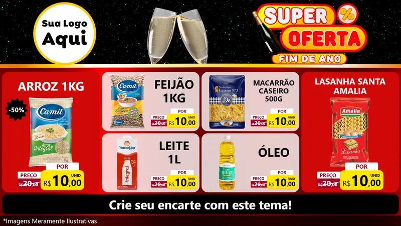 Modelo de TV para TV Horizontal com o tema Super Oferta Fim de Ano para Supermercado