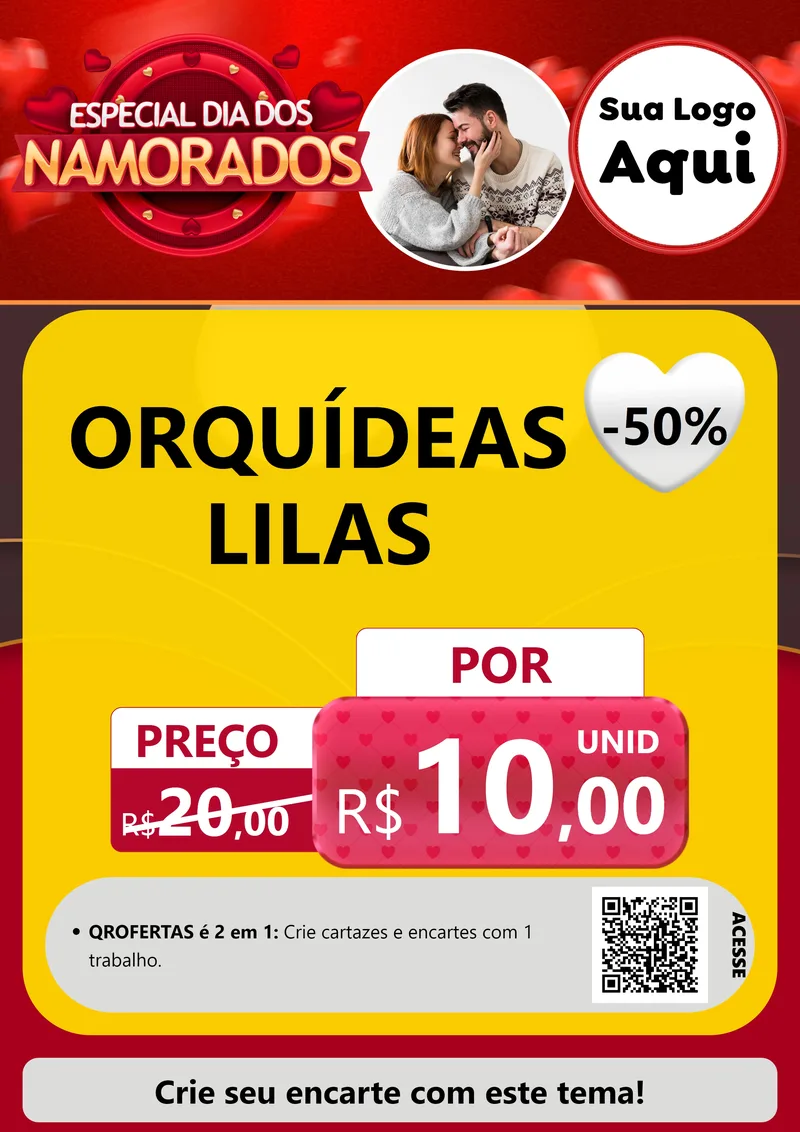 Modelo de Cartaz para Cartaz A4 Vertical com o tema Especial Dia Dos Namorados para Floricultura e jardim
