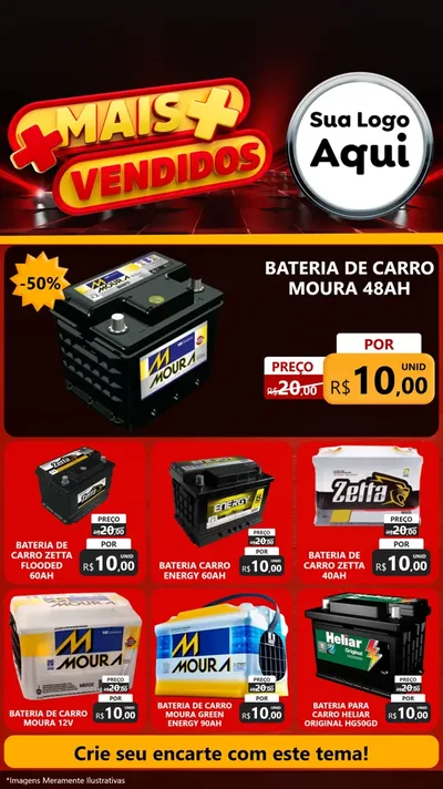 Modelo de Rede Social para Stories com o tema Mais Vendidos para Baterias Elétricas