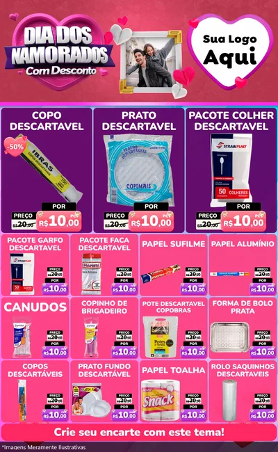 Modelo de Encarte para Encarte Grande com o tema Dia Dos Namorados Com Desconto para Embalagens