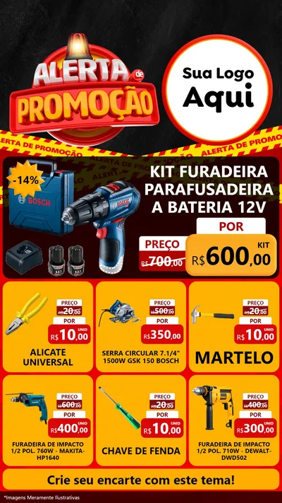Modelo de Rede Social para Stories com o tema Alerta de Promoção para Maquinas e Ferramentas