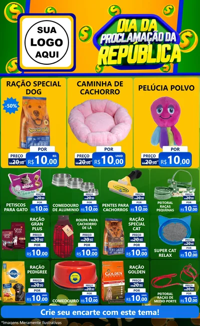 Modelo de Encarte para Encarte Grande com o tema Dia Da Proclamação da República para Pet Shop