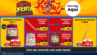 Modelo de TV para TV Horizontal com o tema Super Oferta Setembro para Armarinho e Aviamentos