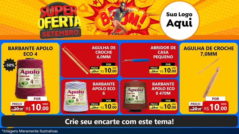 Modelo de TV para TV Horizontal com o tema Super Oferta Setembro para Armarinho e Aviamentos