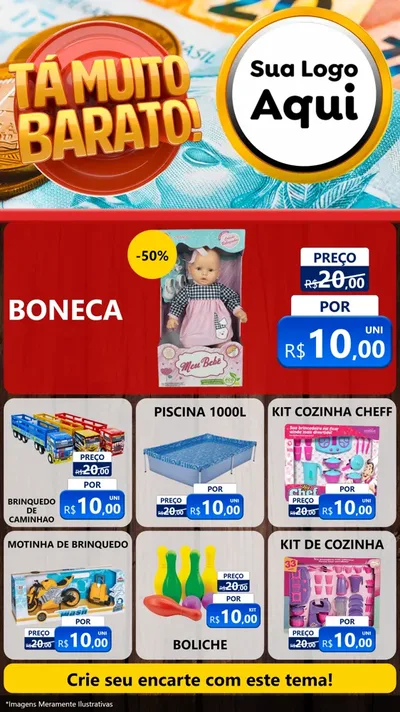 Modelo de Rede Social para Stories com o tema Está Muito Barato para Brinquedos