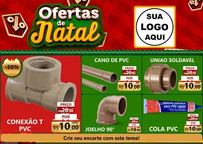 Modelo de Encarte para Encarte A4 Horizontal com o tema Ofertas de Natal para Tubos e conexões
