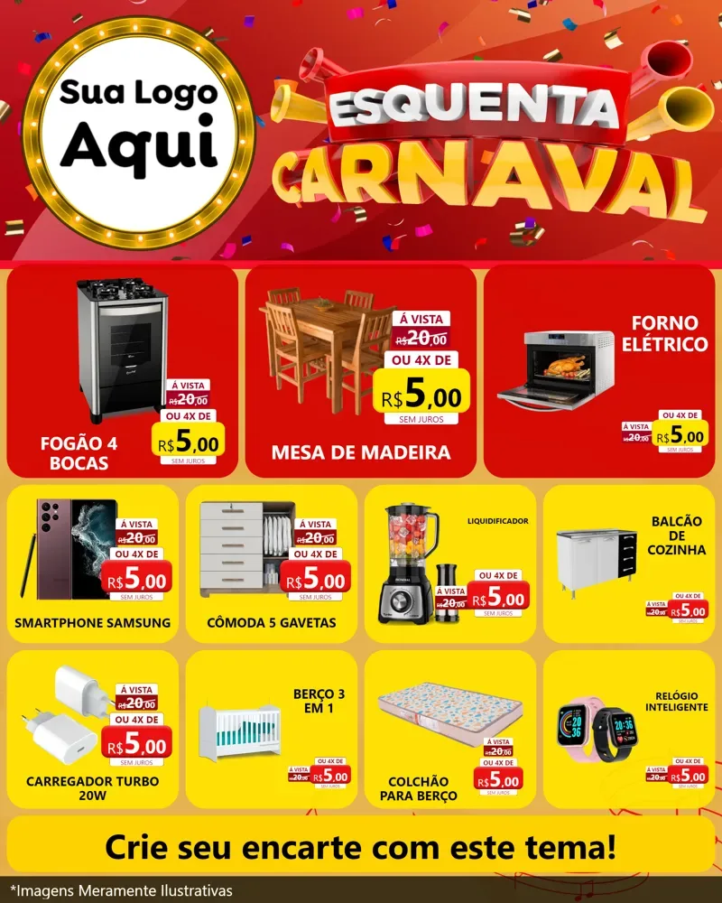 Modelo de Rede Social para Feed Instagram com o tema Esquenta Carnaval para Móveis e Eletro