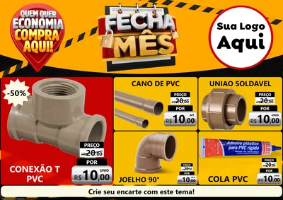 Modelo de Encarte para Encarte A4 Horizontal com o tema Fecha Mês para Tubos e conexões