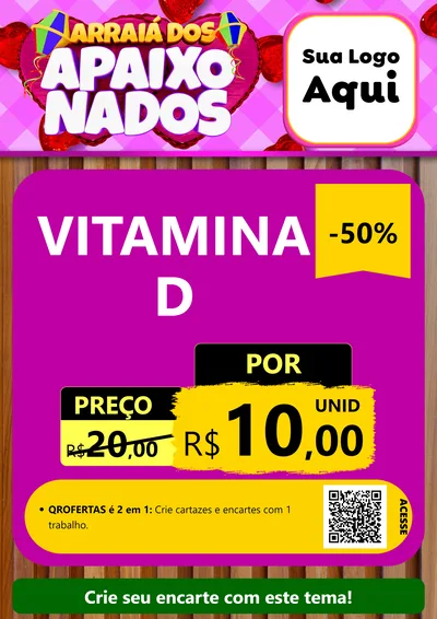Modelo de Cartaz para Cartaz A4 Vertical com o tema Arraiá dos Apaixonados para Farmácia