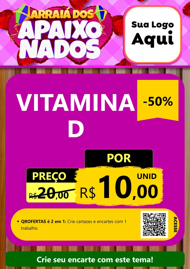 Modelo de Cartaz para Cartaz A4 Vertical com o tema Arraiá dos Apaixonados para Farmácia