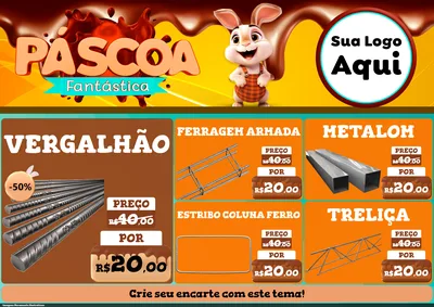 Modelo de Encarte para Encarte A4 Horizontal com o tema Páscoa Fantástica para Ferragens