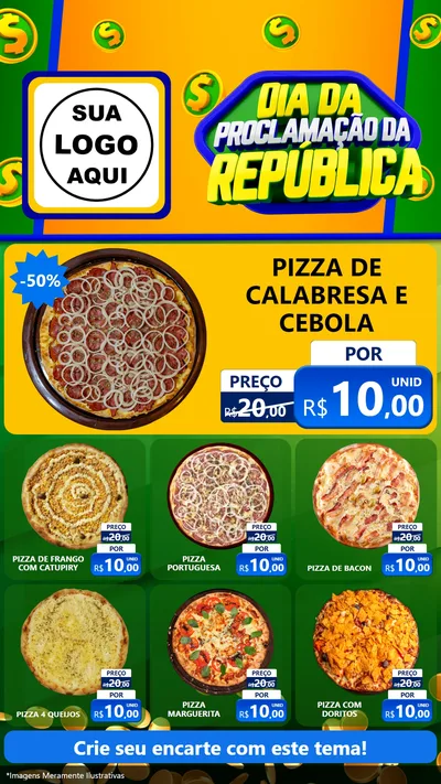 Modelo de Rede Social para Stories com o tema Dia Da Proclamação da República para Pizzaria