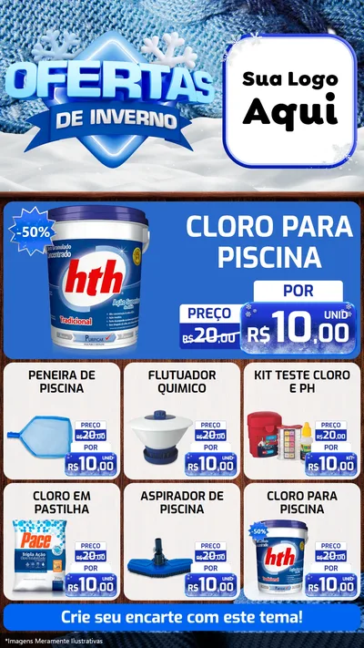 Modelo de Rede Social para Stories com o tema Ofertas de Inverno para Produtos para Piscina