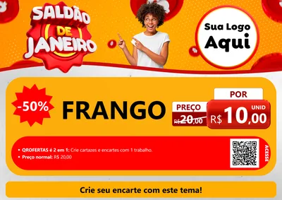 Modelo de Cartaz para Cartaz A4 Horizontal com o tema Saldão de Janeiro para Assados