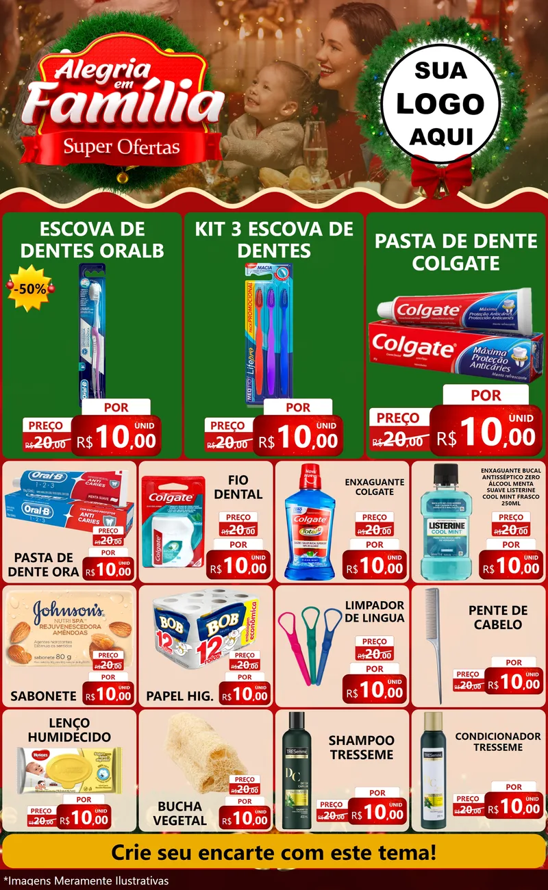 Modelo de Encarte para Encarte Grande com o tema Alegria Em Família - Super Ofertas para Higiene Pessoal