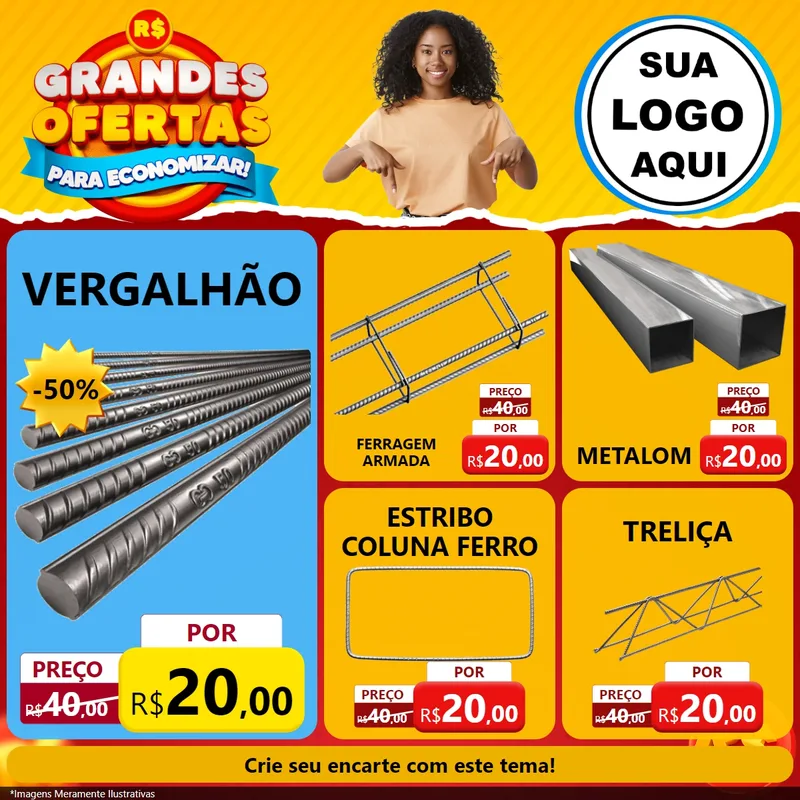 Modelo de Rede Social para Feed Facebook com o tema Grandes Ofertas Para Economizar! para Ferragens