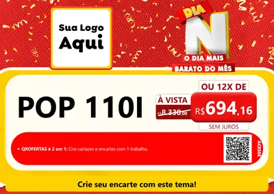 Modelo de Cartaz para Cartaz A4 Horizontal com o tema Dia N o Dia Mais Barato do Mês para Concessionaria de Motos