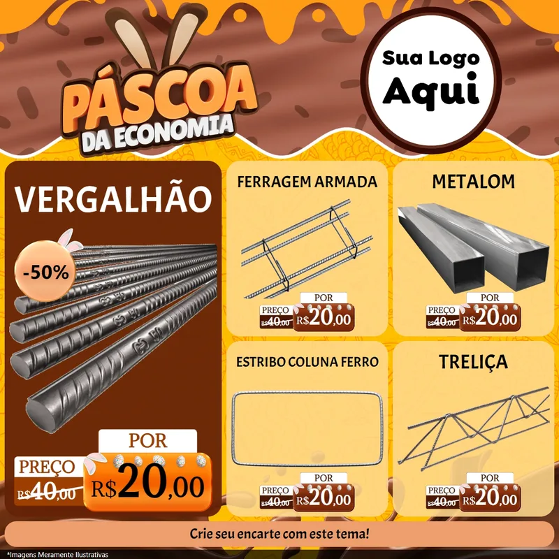 Modelo de Rede Social para Feed Facebook com o tema Páscoa da Economia para Ferragens