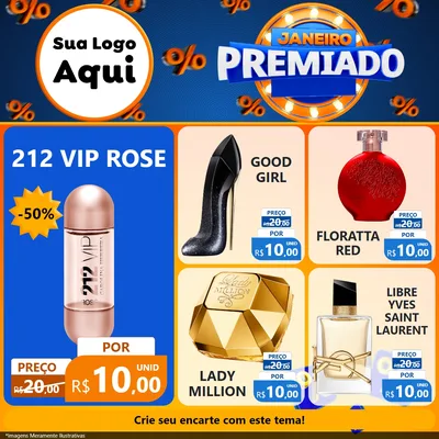 Modelo de Rede Social para Feed Facebook com o tema Janeiro Premiado para Perfumes