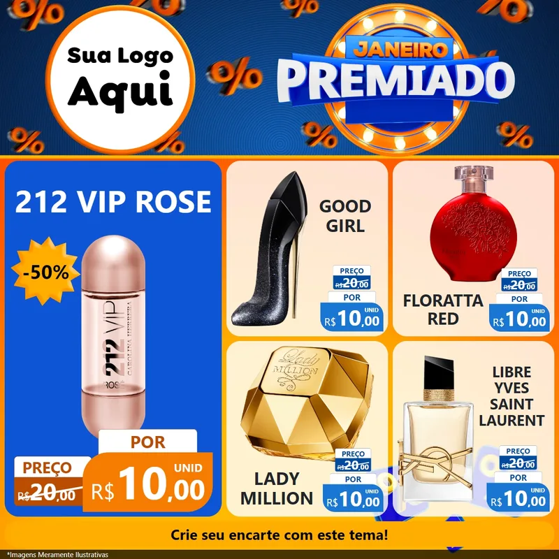 Modelo de Rede Social para Feed Facebook com o tema Janeiro Premiado para Perfumes