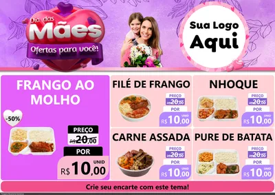 Modelo de Encarte para Encarte A4 Horizontal com o tema Dia das Mães Ofertas para Você! para Restaurante
