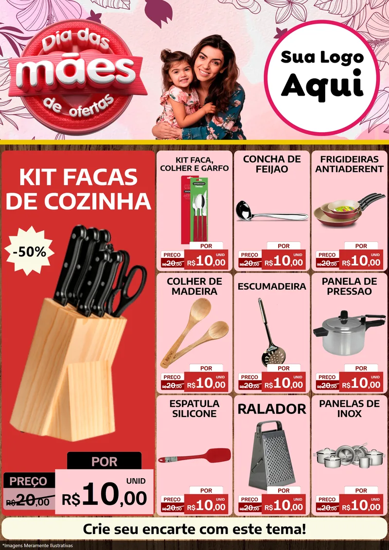 Modelo de Encarte para Encarte A4 Vertical com o tema Dia Das Mães De Ofertas para Utilidades Domésticas