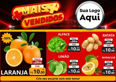 Modelo de Encarte para Encarte A4 Horizontal com o tema Mais Vendidos para Hortifrúti