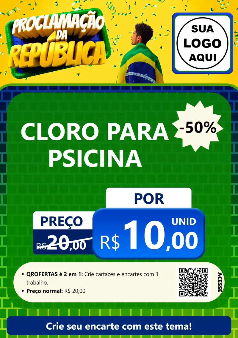 Modelo de Cartaz para Cartaz A4 Vertical com o tema Proclamação da República para Produtos para Piscina