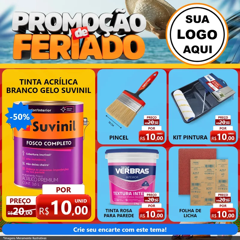 Modelo de Rede Social para Feed Facebook com o tema Promoção de Feriado para Tintas e Ferramentas