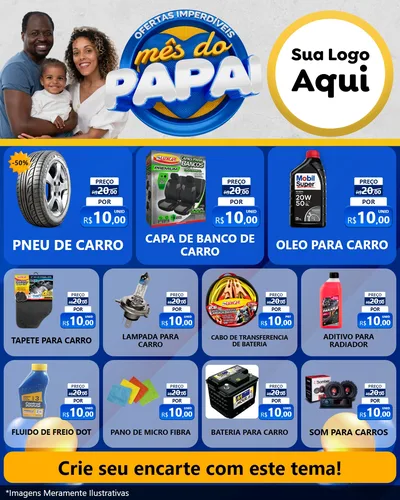 Modelo de Rede Social para Feed Instagram com o tema Ofertas Imperdíveis Mês Do Papai para Auto peças