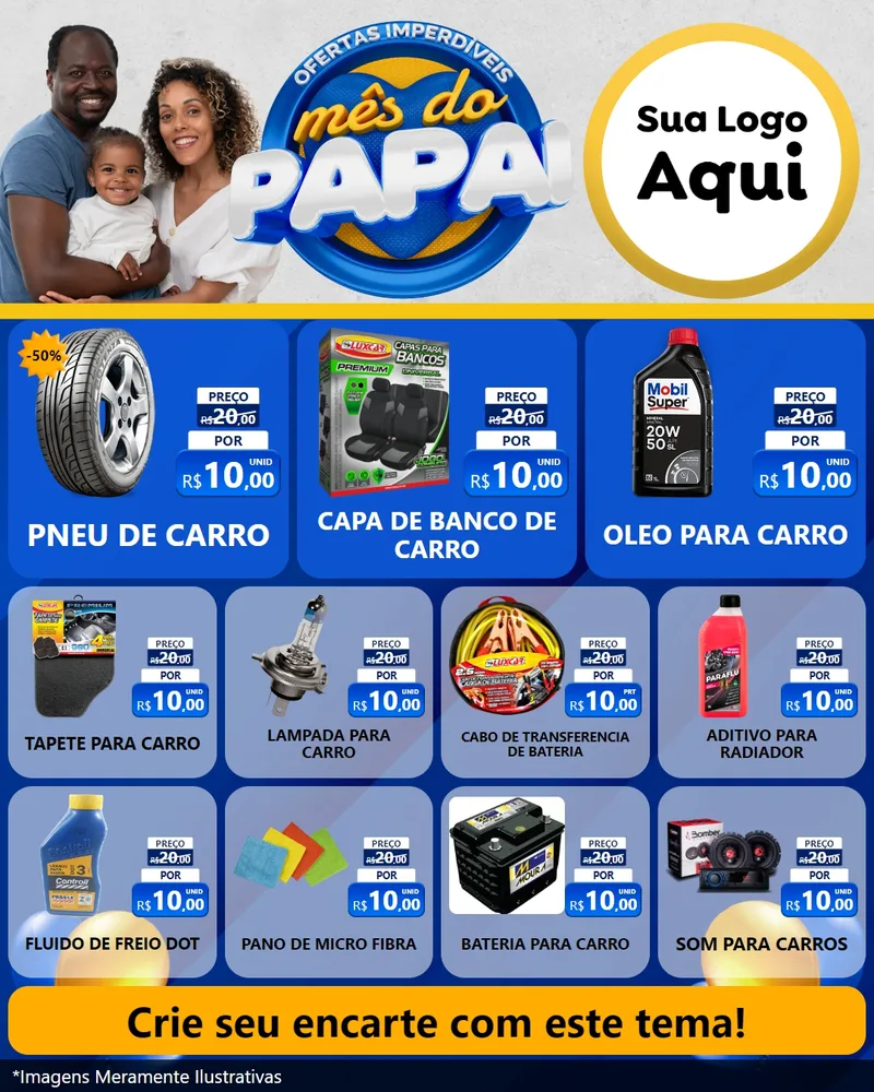 Modelo de Rede Social para Feed Instagram com o tema Ofertas Imperdíveis Mês Do Papai para Auto peças