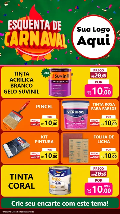Modelo de TV para TV Vertical com o tema Esquenta de Carnaval para Tintas e Ferramentas