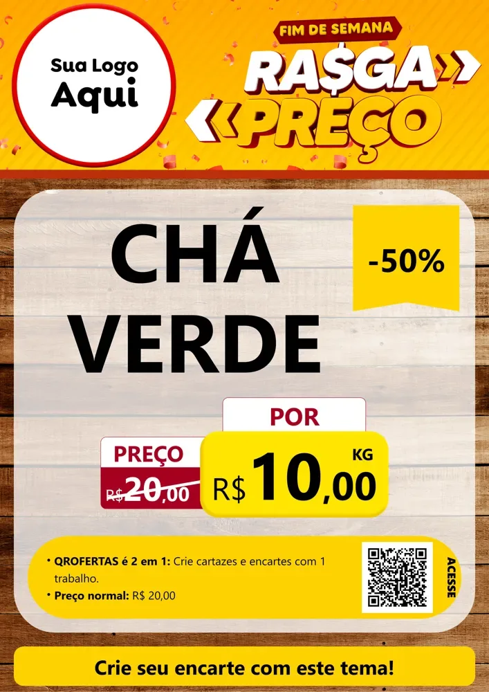 Modelo de Cartaz para Cartaz A4 Vertical com o tema Fim de Semana Rasga Preços para Produtos Naturais