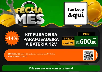 Modelo de Cartaz para Cartaz A4 Horizontal com o tema Fecha Mês para Maquinas e Ferramentas