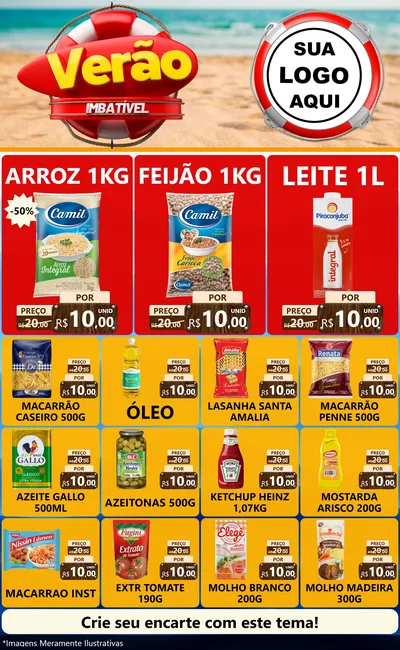 Modelo de Encarte para Encarte Grande com o tema Verão Imbatível para Supermercado