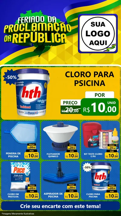Modelo de Rede Social para Stories com o tema Feriado da Proclamação da República para Produtos para Piscina