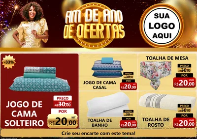 Modelo de Encarte para Encarte A4 Horizontal com o tema Fim de Ano de Ofertas para Cama, Mesa e Banho