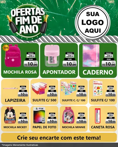 Modelo de Rede Social para Feed Instagram com o tema Ofertas Fim de Ano para Papelaria