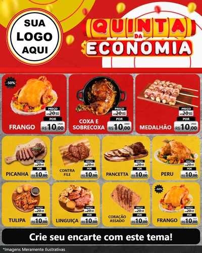 Modelo de Rede Social para Feed Instagram com o tema Quinta da Economia para Assados