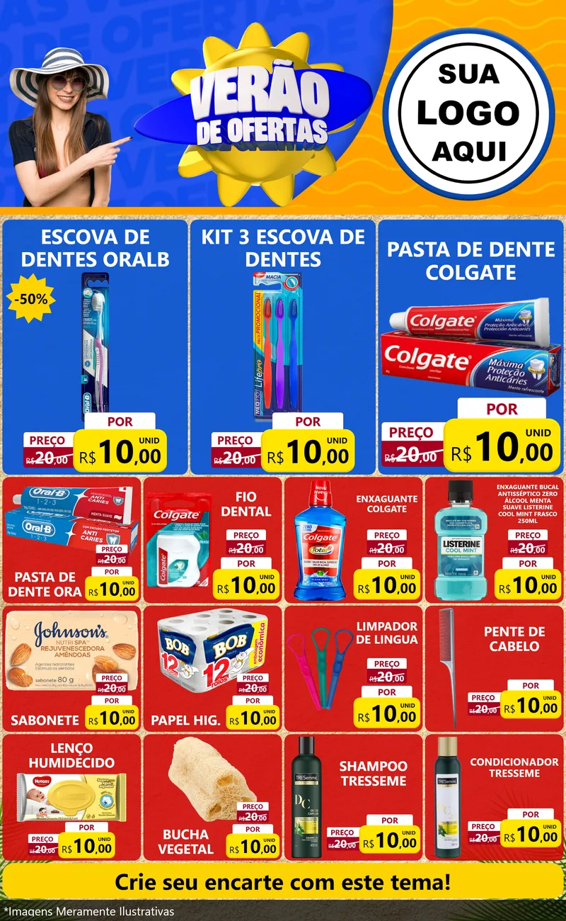 Modelo de Encarte para Encarte Grande com o tema Verão de Ofertas para Higiene Pessoal