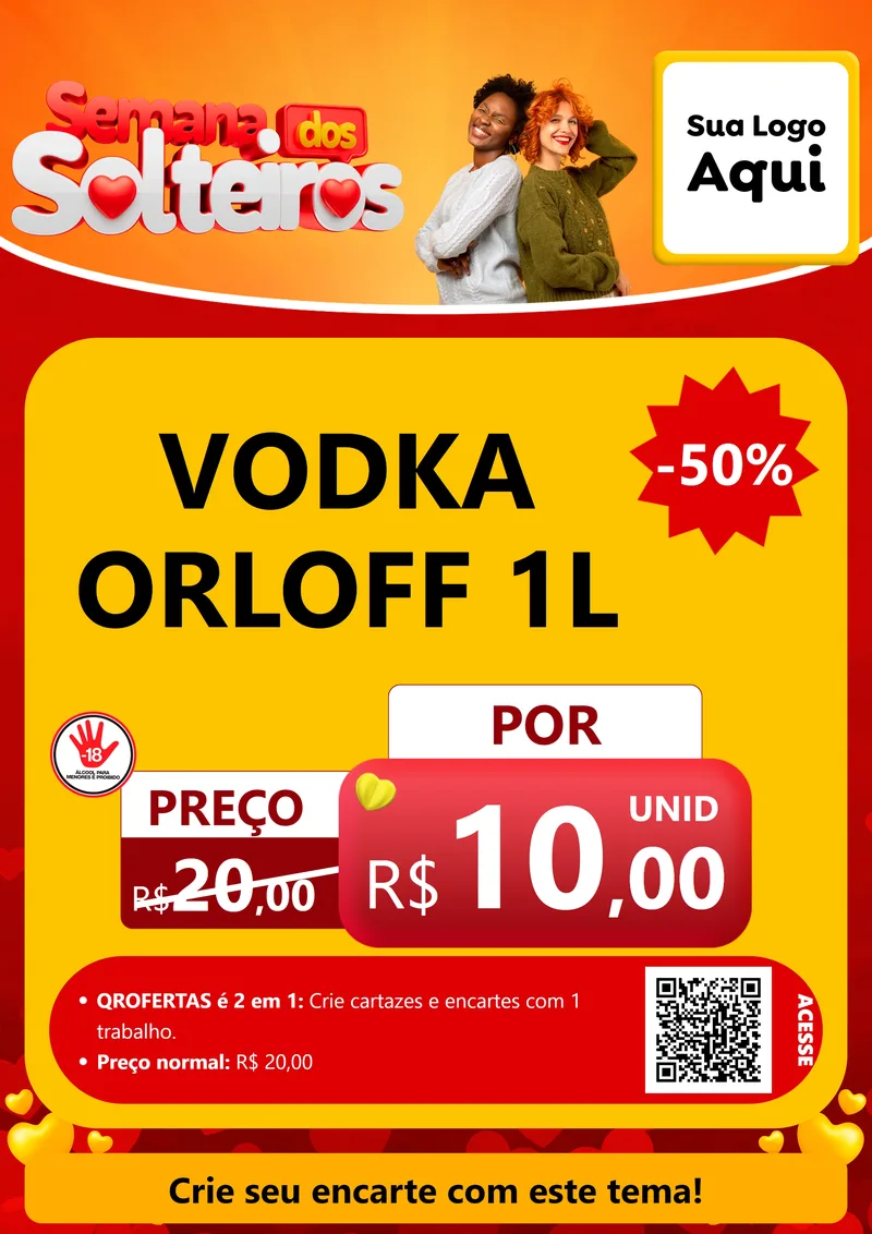 Modelo de Cartaz para Cartaz A4 Vertical com o tema Semana dos Solteiros para Distribuidora de bebidas