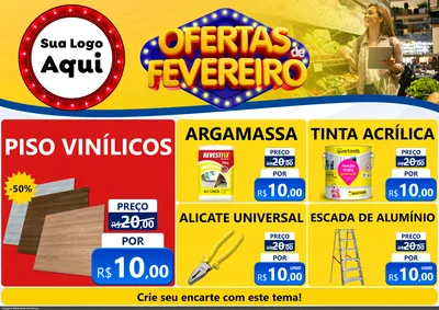 Modelo de Encarte para Encarte A4 Horizontal com o tema Ofertas de Fevereiro para Material para Construção