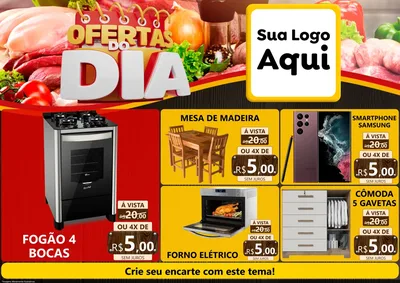 Modelo de Encarte para Encarte A4 Horizontal com o tema Ofertas do Dia para Móveis e Eletro