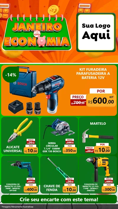 Modelo de Rede Social para Stories com o tema Janeiro da Economia para Maquinas e Ferramentas