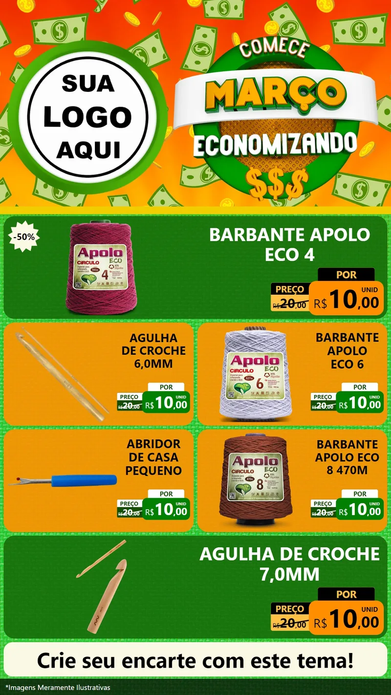 Modelo de TV para TV Vertical com o tema Comece Março Economizando para Armarinho e Aviamentos