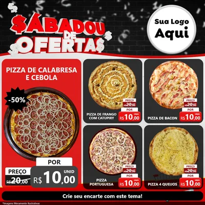 Modelo de Rede Social para Feed Facebook com o tema Sabadou de Ofertas para Pizzaria
