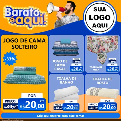 Modelo de Rede Social para Feed Facebook com o tema Barato é aqui para Cama, Mesa e Banho