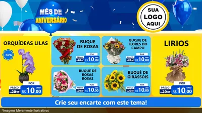 Modelo de TV para TV Horizontal com o tema Mês de Aniversário para Floricultura e jardim
