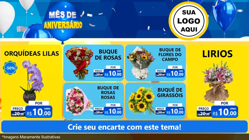 Modelo de TV para TV Horizontal com o tema Mês de Aniversário para Floricultura e jardim