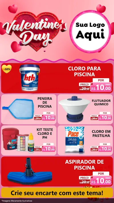 Modelo de TV para TV Vertical com o tema Valentine's Day para Produtos para Piscina